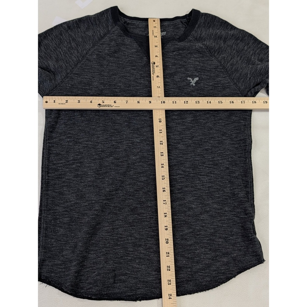 American Eagle Heritage Classic Fit Thermal Shirt Mens S Black Y2K Preppy Grunge - Picture 9 of 10